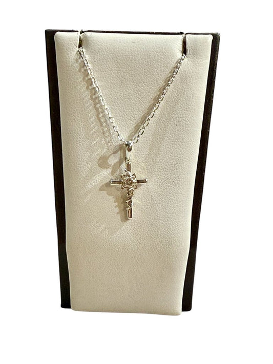 SS CROSS PENDANT ON 22" ADJUSTABLE CHAIN