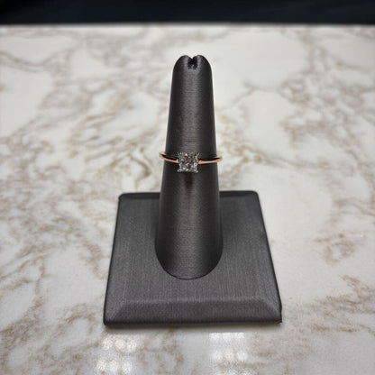 14KT RG/WG .83CT PRINCESS CUT NATURAL SI1 G SOLITAIRE SZ 7