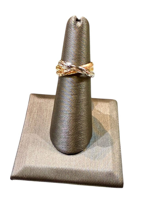 18KT TRIPPLE BAND CARTIER RING BOX PAPERS SZ 5
