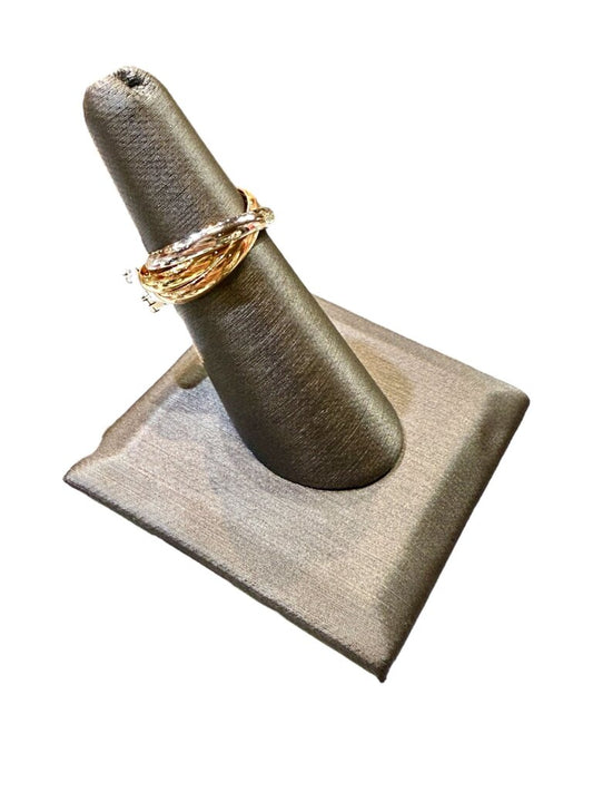 18KT TRIPPLE BAND CARTIER RING BOX PAPERS SZ 5