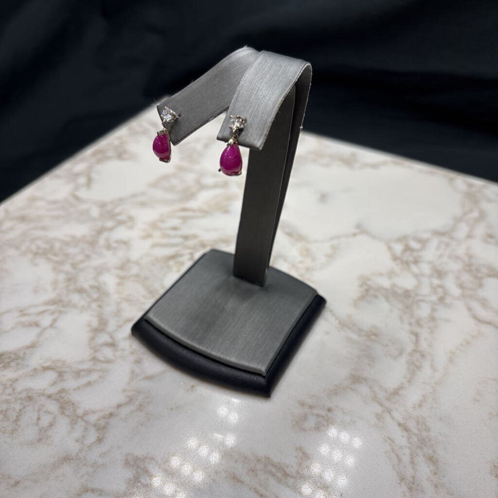 14KT WG PEAR LAB PURPLE STAR SAPPHIRE W/1/3CTTW DIAMONDS