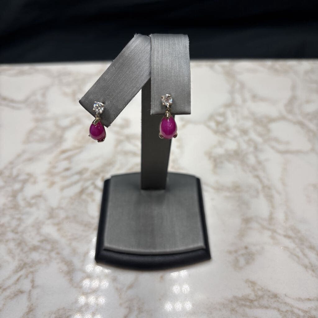 14KT WG PEAR LAB PURPLE STAR SAPPHIRE W/1/3CTTW DIAMONDS