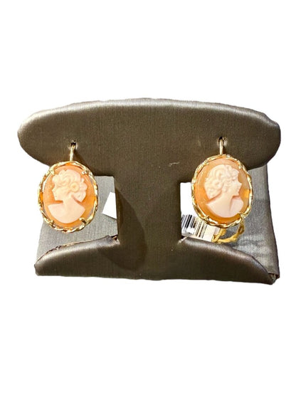 14KT YG CAMEO DROP EARRINGS