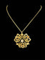 14KT LARGE PIN/PENDANT 1/2CT MINER DIA W/SAPPHIRE VINTAGE ON PLATED CHAIN