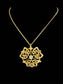 14KT LARGE PIN/PENDANT 1/2CT MINER DIA W/SAPPHIRE VINTAGE ON PLATED CHAIN