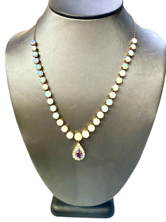 9CT YG OPAL AMETHYST NECKLACE 18"