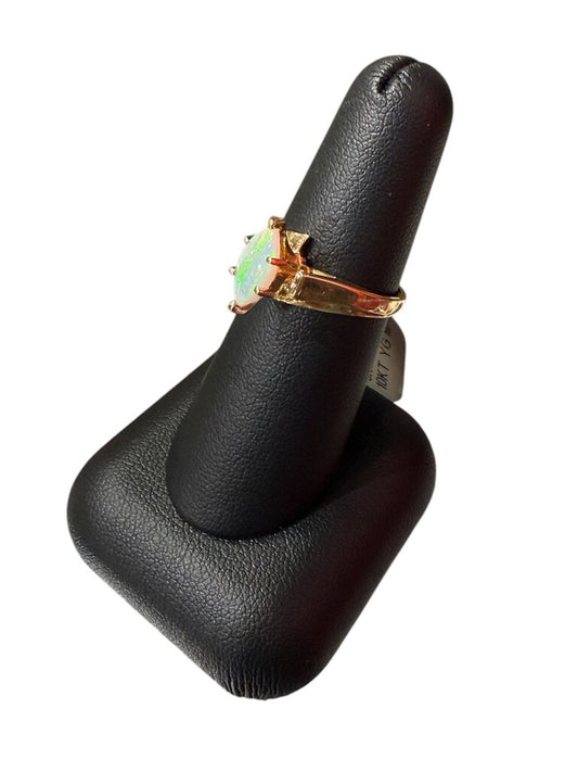 10KT YG MARQ OPAL SOLITARE RING SZ 7