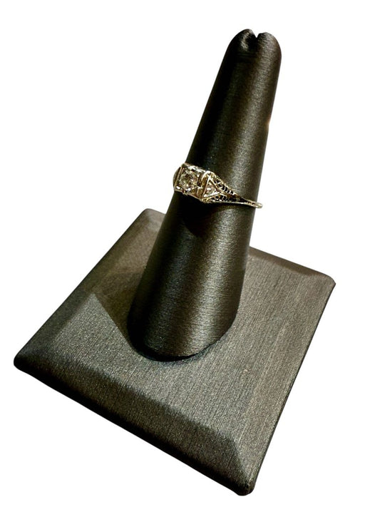 14KT WG 1/5CT RB SOLITARE VINTAGE SZ 7