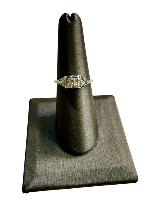14KT WG 1/5CT RB SOLITARE VINTAGE SZ 7