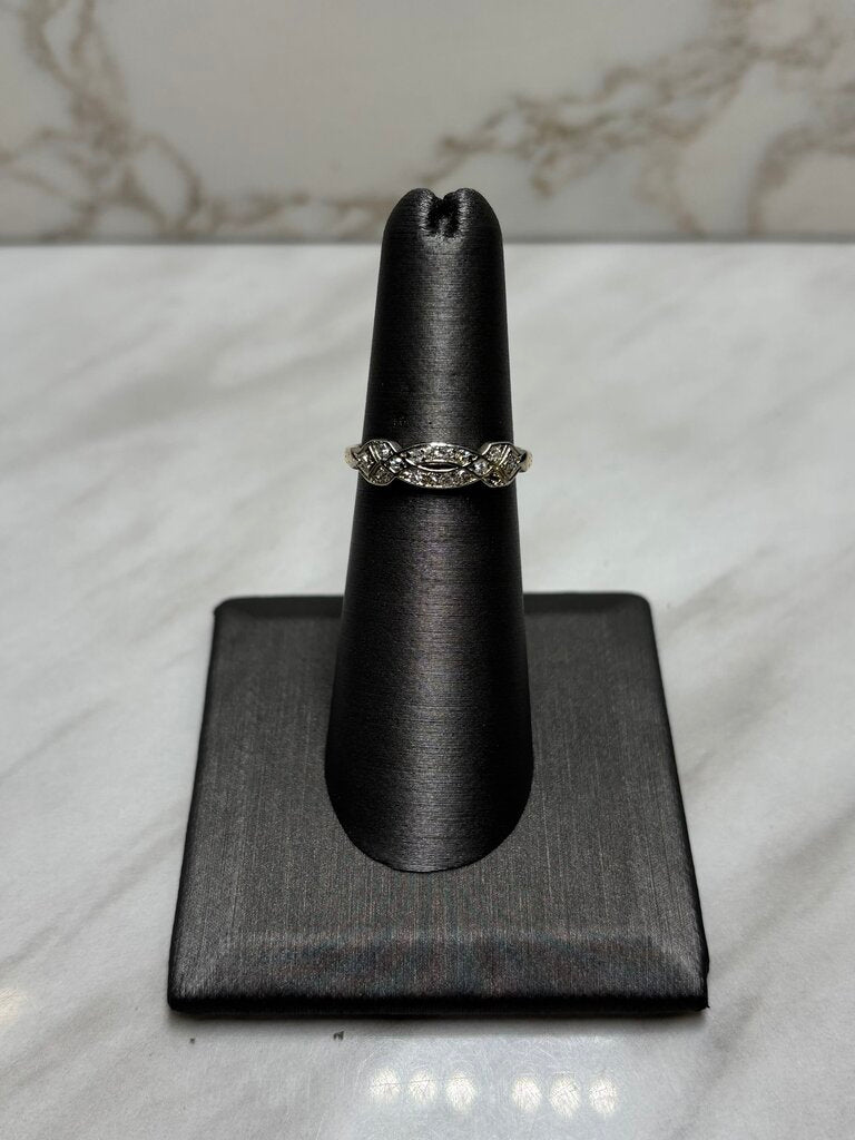 14/18KT TUTONE 3/8TW SINGLE CUT DIAMOND TWIST STYLE BAND SZ 6.5