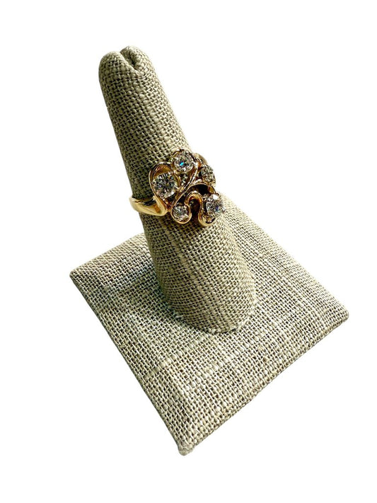 14KT YG 1.3CTTW RB CLUSTER FREEFORM RING SZ 7