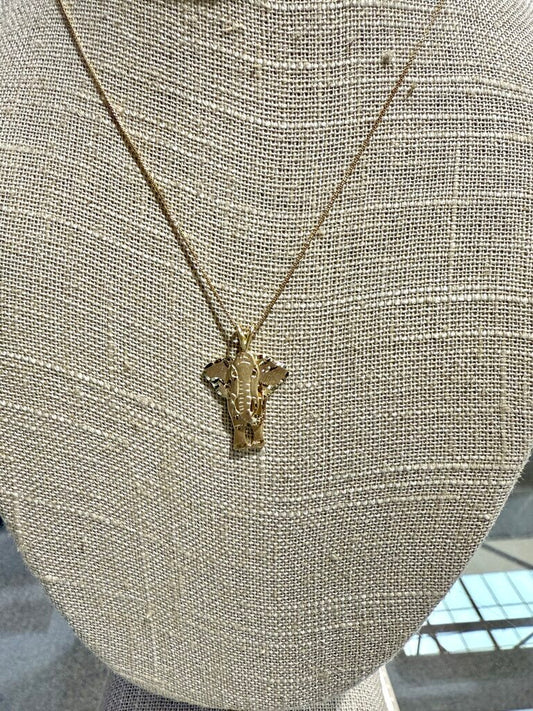 14KT YG ELEPHANT PENDANT ON 18" CHAIN