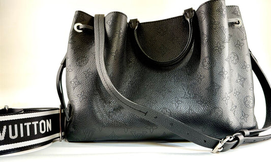 LV BELLA GM BLK PERFERATED BAG W/EXTRA STRAP IOB