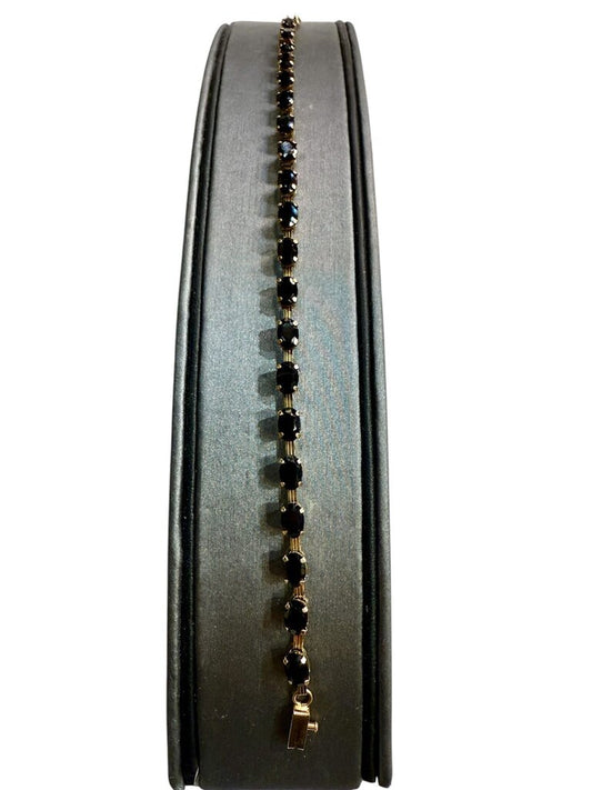 10KT YG SAPPHIRE TENNIS BRACELET