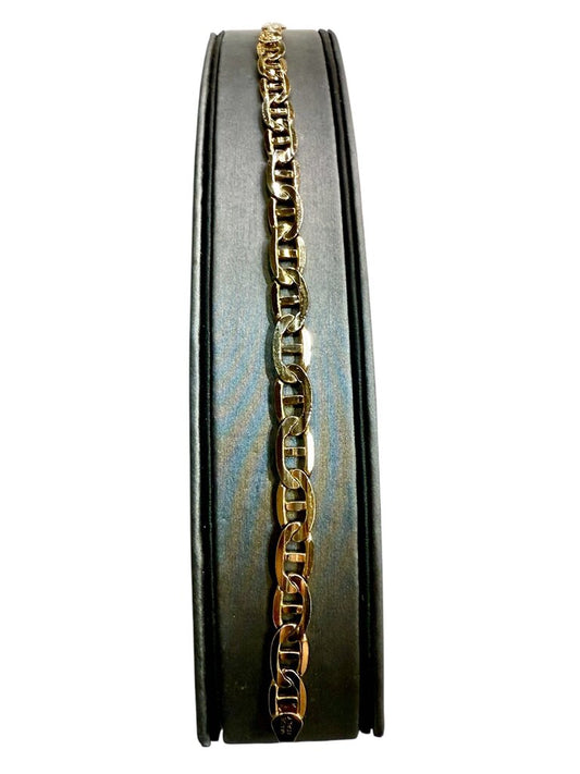 10KT YG MENS MARINER LINK BRACELET