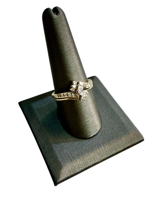 14KT WG 1/10CT MARQ CTR W/RB UNSOLDERED WEDSET 1/2CTTW SZ 9.25