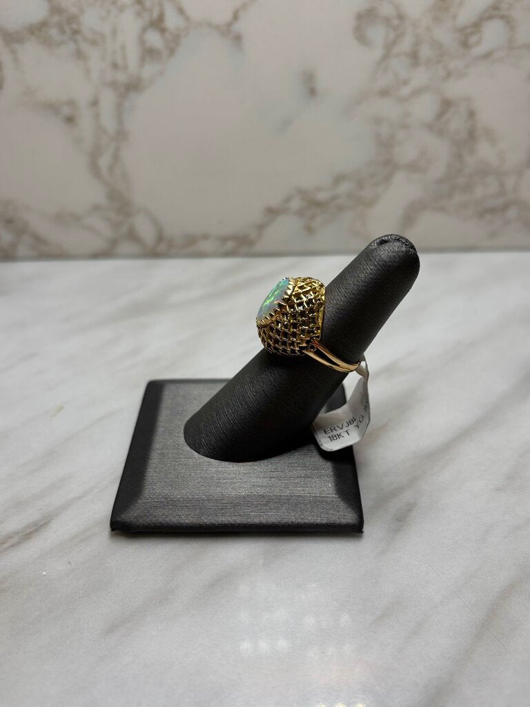 18KT YG 9X12 OPAL VINTAGE STYLE RING SZ 6.5