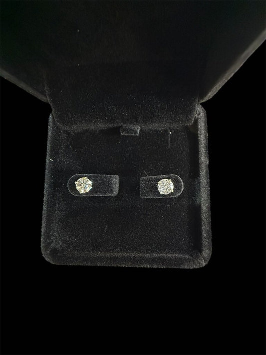 14KT WG 1.02CTTW LG DIAMOND VVS1 D STUD EARRINGS IGI CERTS W/ LOCKING DISC BACKS