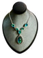 SS LARGE PEAR SHAPE PEACOCK QUARTZ NECKLACE