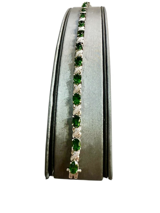 SS CHROME DIOPSIDE TENNIS BRACELET