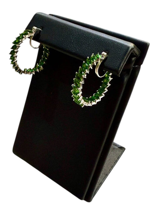 SS IN/OUT CHROME DIOPSIDE HOOP EARRINGS