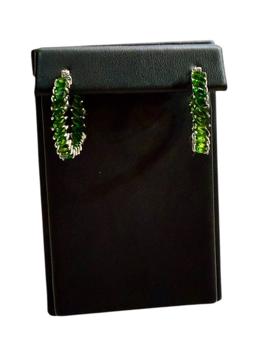 SS IN/OUT CHROME DIOPSIDE HOOP EARRINGS