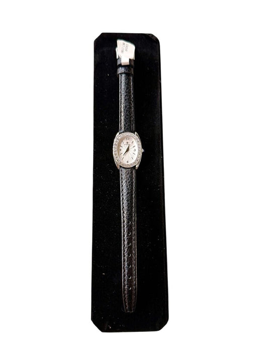 18KT CYMA LADIES WATCH 5/8TW WITH LEATHER BAND