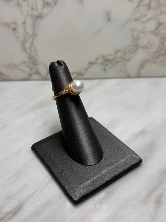 14KT YG FWP CTR W/MELEE DIA SZ 6