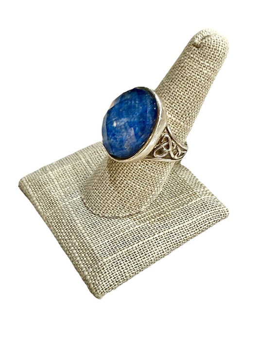 SS LARGE DUBLET SODALITE STONE RING SZ 9