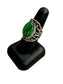 SS MALACITE OVAL BEZEL SET RING SZ 8