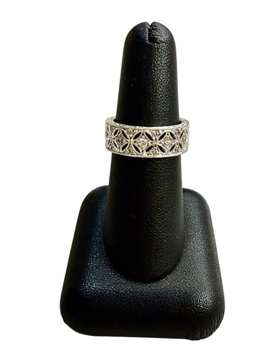 SS TACORI WHITE CZ STONE WIDE BAND SZ 7
