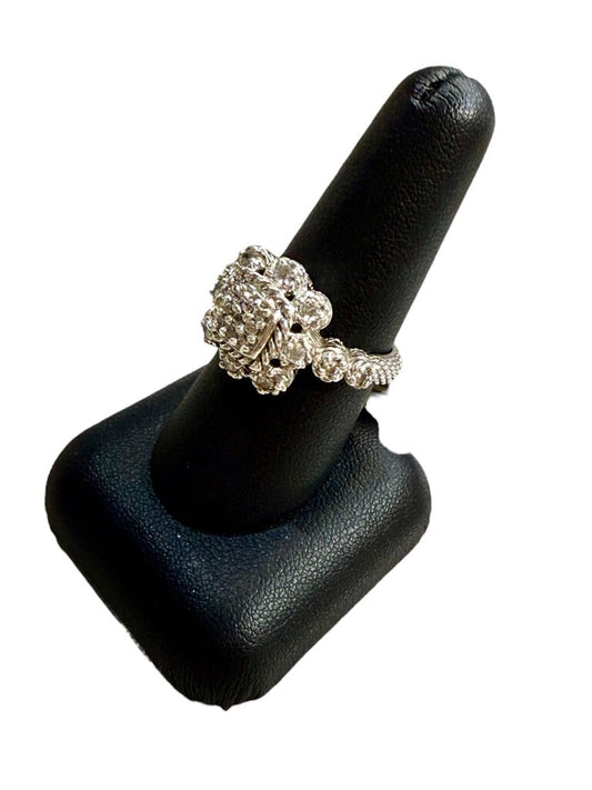 SS CAVIER DESIGN CZ ROPE DESIGN HALO RING SZ 8