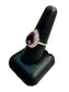 SS LARGE PEAR SHAPE AMETHYST CTR W/WHT TOPAZ HALO SZ 8.5