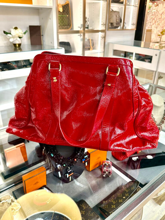 FENDI RED LEATHER SHOULDER BAG