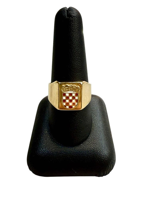 14KT YG SHIELD DESIGN RING SZ 10