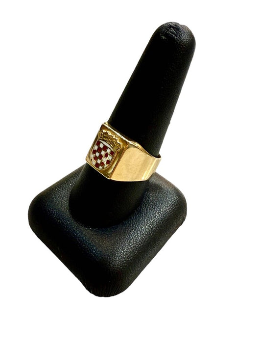 14KT YG SHIELD DESIGN RING SZ 10