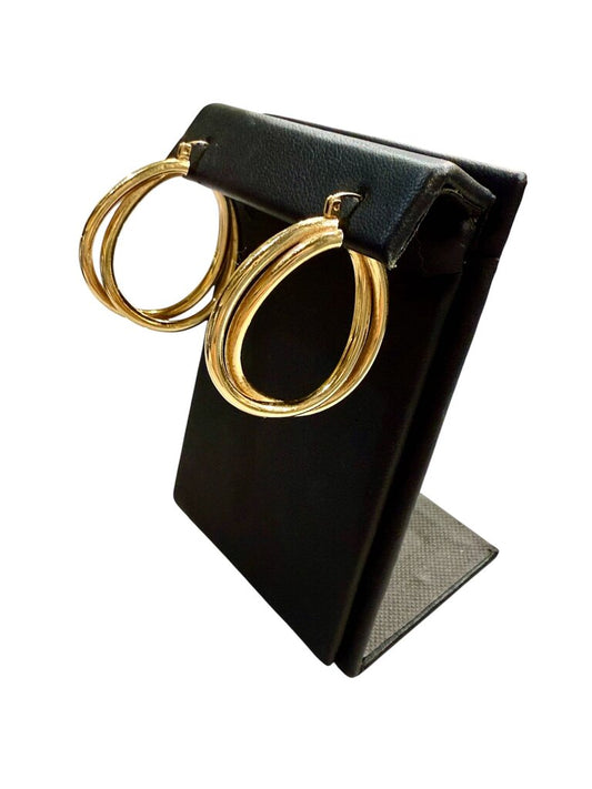 14KT YG HOLLOW DOUBLE HOOP EARRINGS