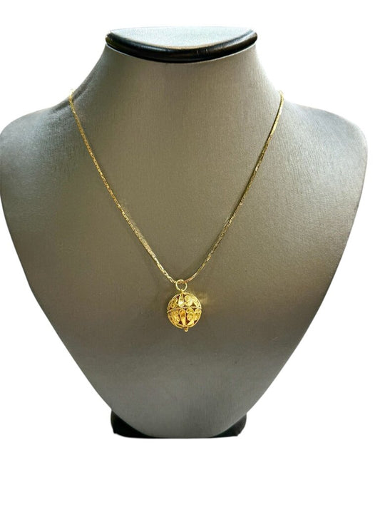 14KT YG CHAIN 20" CHAIN W/ 18KT YG HOLLOW BALL PENDANT