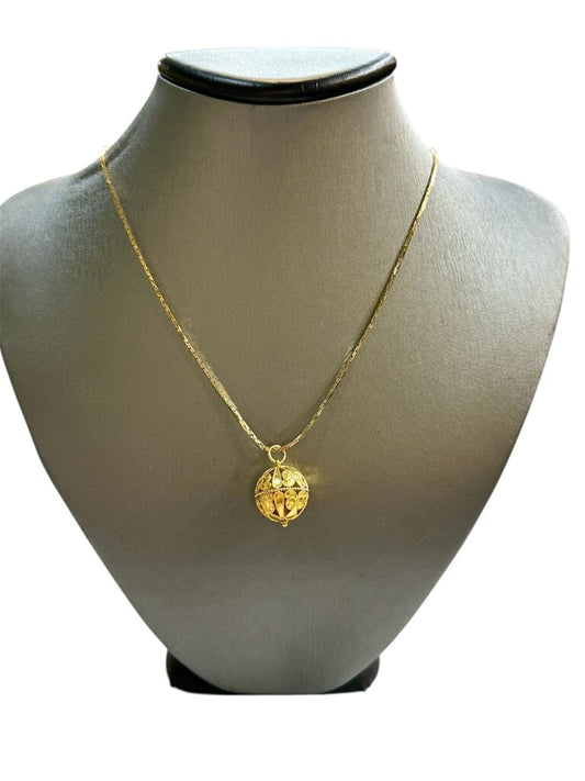 14KT YG CHAIN 20" CHAIN W/ 18KT YG HOLLOW BALL PENDANT