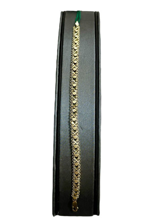 14KT YG "XO" STYLE TENNIS BRACELET 7"