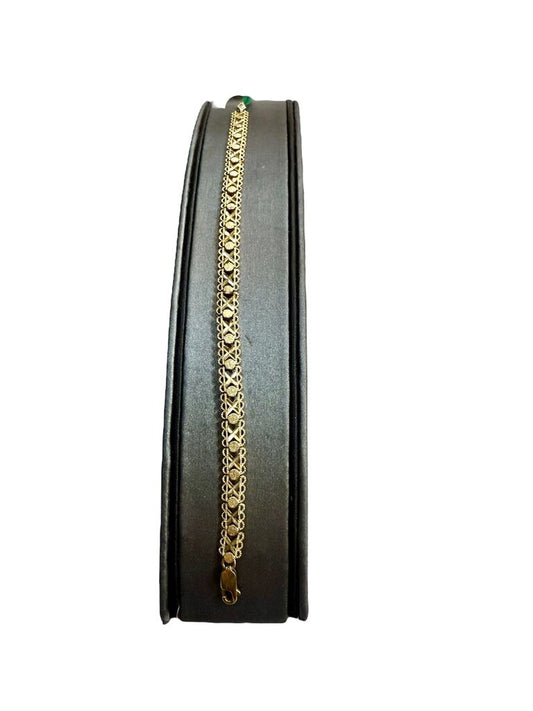14KT YG "XO" STYLE TENNIS BRACELET 7"