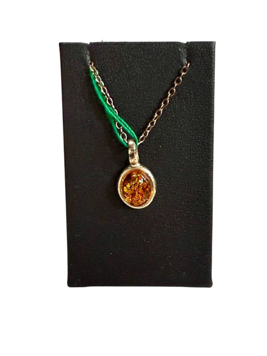 SS AMBER PENDANT NO CHAIN