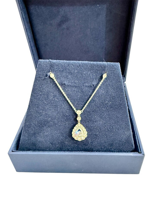 14KT WG 1.3TW DIAMONDS BY THE YARD W/PEAR SHAPE HALO PENDANT