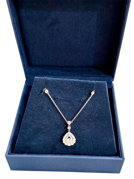 14KT WG 1.3TW DIAMONDS BY THE YARD W/PEAR SHAPE HALO PENDANT