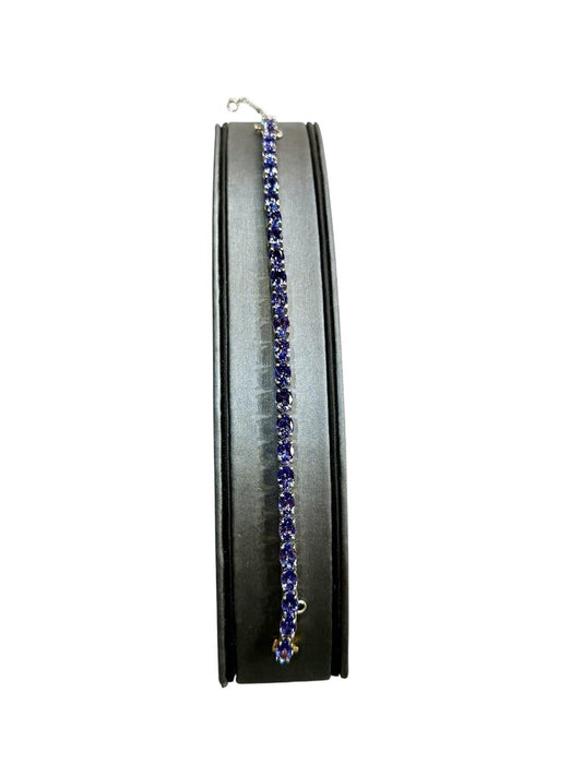SS/14KT YG TANZANITE TENNIS BRACELET