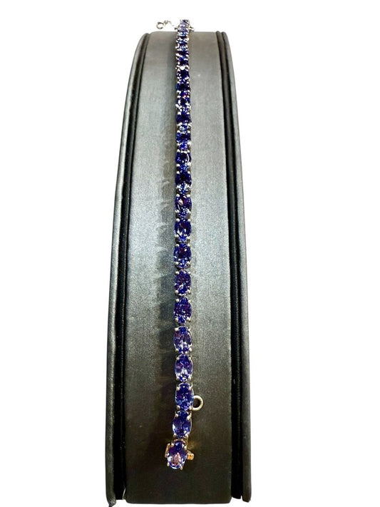 SS/14KT YG TANZANITE TENNIS BRACELET