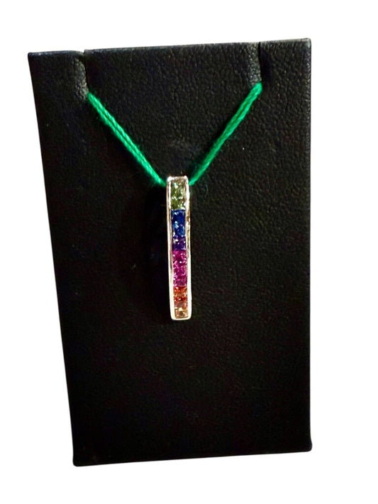 14KT WG MULTI COLOR STICK PENDANT NO CHAIN