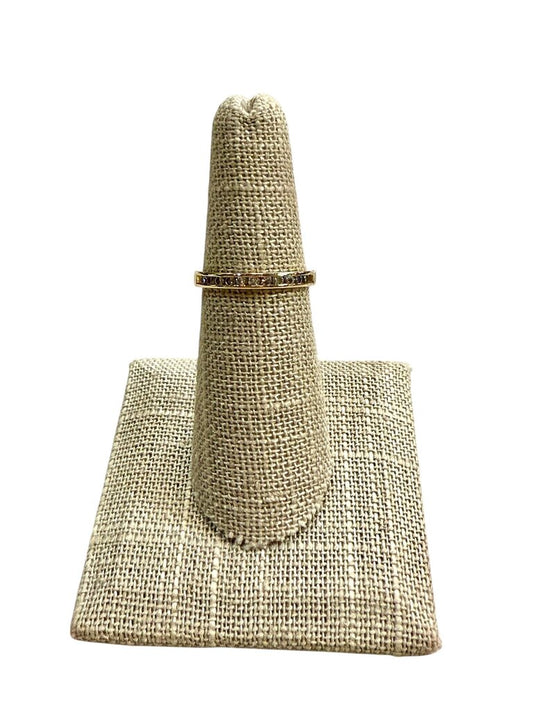 14KT YG 12RB MELEE CHANNEL SET ANNIVERSARY BAND 1/4TW SZ 6