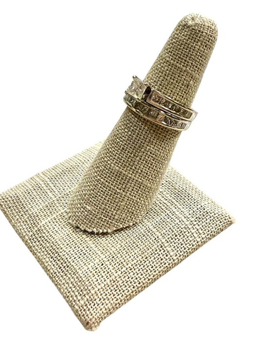 14KT WG 1/2CT PC CTR W/PC ANNIVERSARY BAND SOLDERED SET SZ 5.75