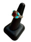 SS CAB AMBER BEZEL SET W/TURQ ON BAND SZ 6.75